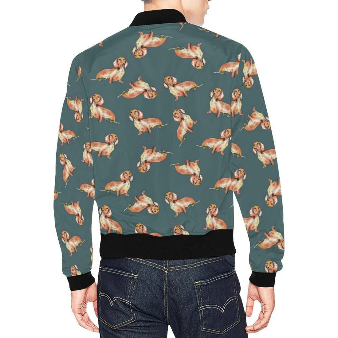 FUNSTUFFPRINT Wiener Dog Dachshund Portrait Pastel Pattern Print Mens 3D Bomber Jacket