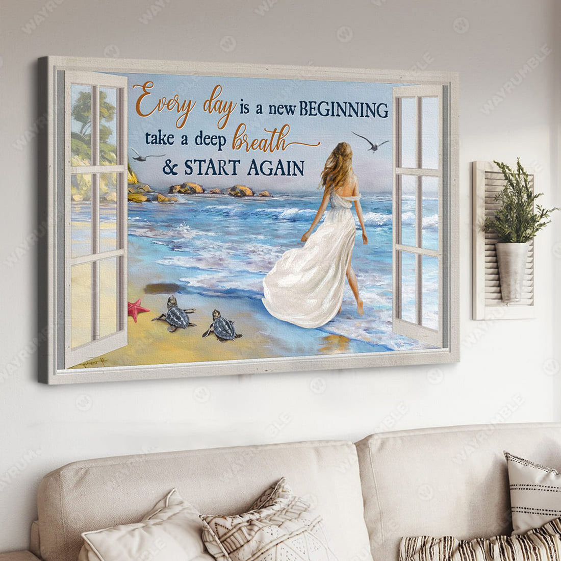 Window Poster, Every Day Is A New Beginning Take A Deep Breath And Start Again Poster and Canvas