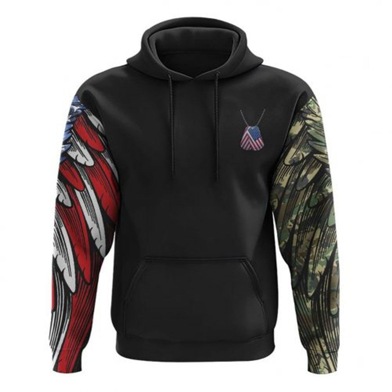 FUNSTUFFPRINT Veteran 3D Hoodie American By Birth Veteran By Choice American Flag Cross 3D Hoodie and Zip Hoodie
