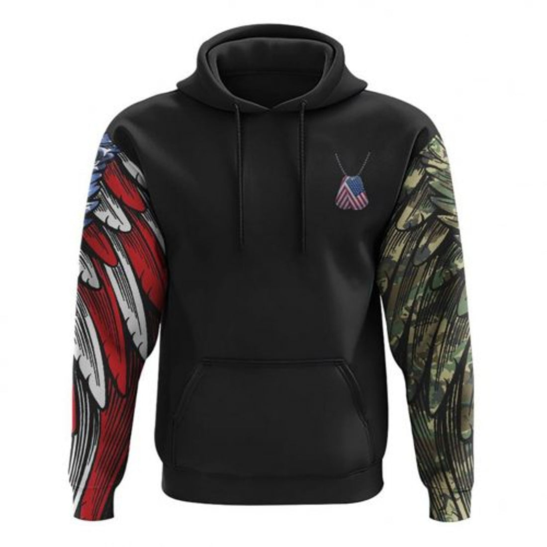 FUNSTUFFPRINT Veteran 3D Hoodie American By Birth Veteran By Choice American Flag Cross 3D Hoodie and Zip Hoodie