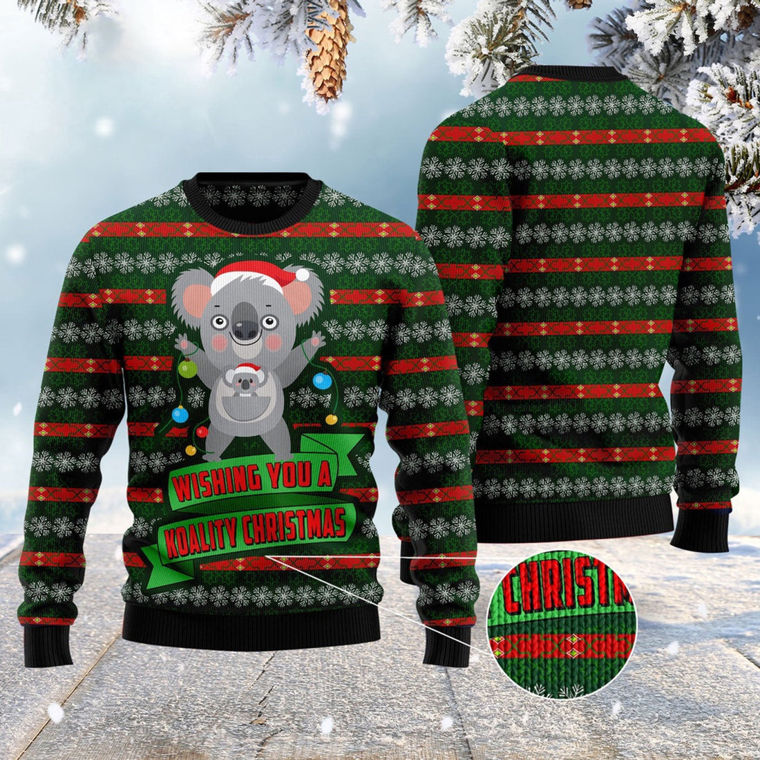 FUNSTUFFPRINT Wishing You A Koality Christmas Ugly Christmas Sweater, Christmas Sweater, Ugly Sweater, Funny Xmas Sweaters Ugly Sweater
