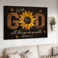 With God All Things Are Possible, Butterfly Flower, Wall Poster Decor Poster and Canvas