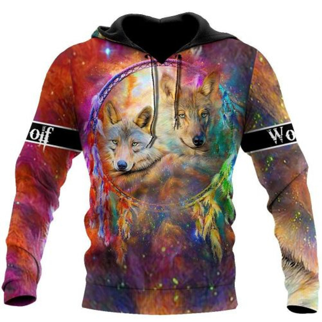 FUNSTUFFPRINT Wolf Native American 3D All Over Hoodie Galaxy 3D Hoodie and Zip Hoodie