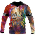 FUNSTUFFPRINT Wolf Native American 3D All Over Hoodie Galaxy 3D Hoodie and Zip Hoodie