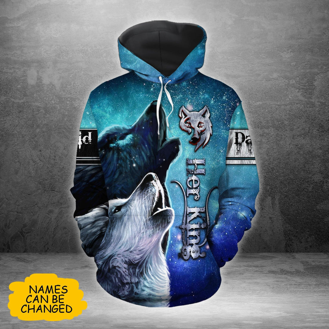 FUNSTUFFPRINT Custom Wolf Couple Matching 3D Hoodie Her King His Queen 3D Hoodie and Zip Hoodie