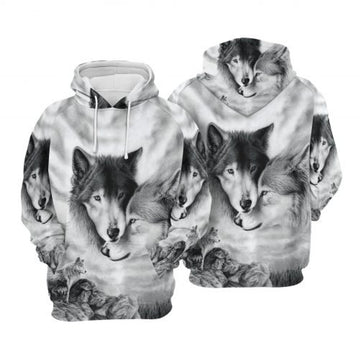 FUNSTUFFPRINT Wolf Couple 3D Hoodie and Zip Hoodie