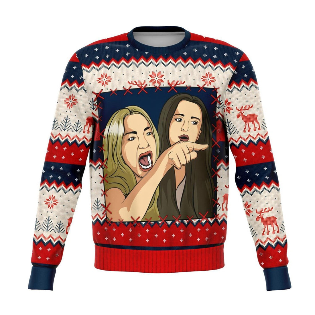 FUNSTUFFPRINT Woman Yelling at Smudge the Cat Meme V2 Christmas Ugly Sweater, Christmas Sweater, Ugly Sweater, Funny Xmas Sweaters Ugly Sweater