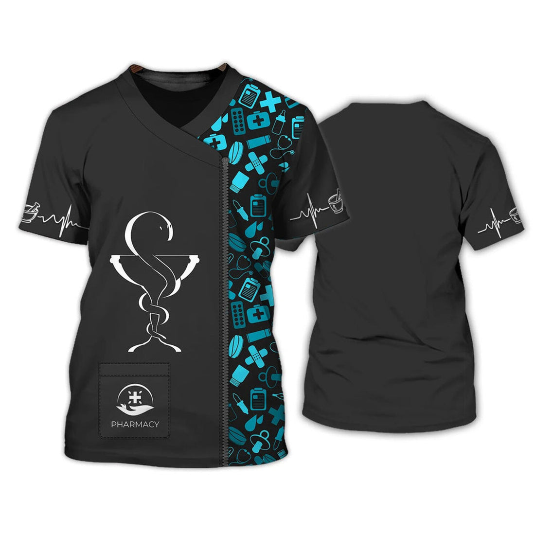 FUNSTUFFPRINT Women's Summer T-shirt V-neck 3d Printing Nurse Uniform Medical Care Ladies New Tops 2023 3D T-shirt