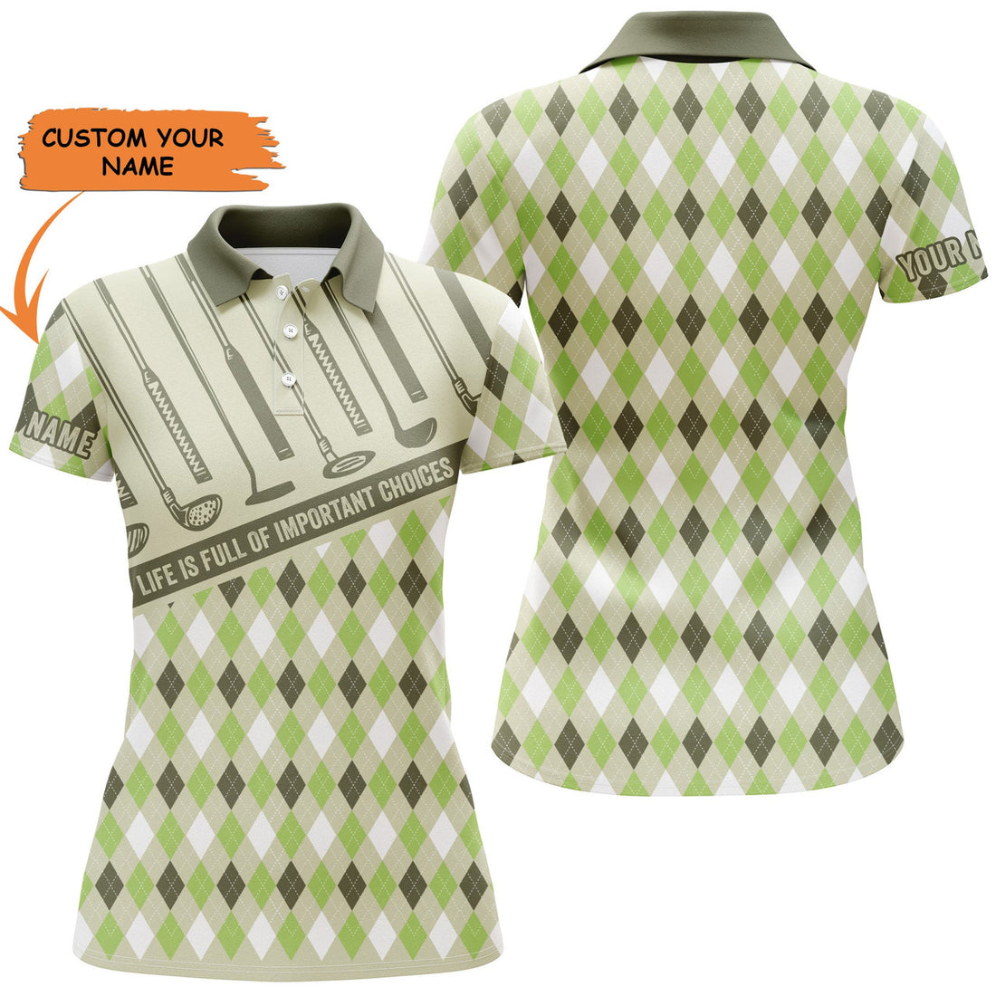 Custom Women's Golf Life Is Full Of Important Choices Men Polo Shirt, Argyle Pattern Golf Shirt, Perfect Gift For Women