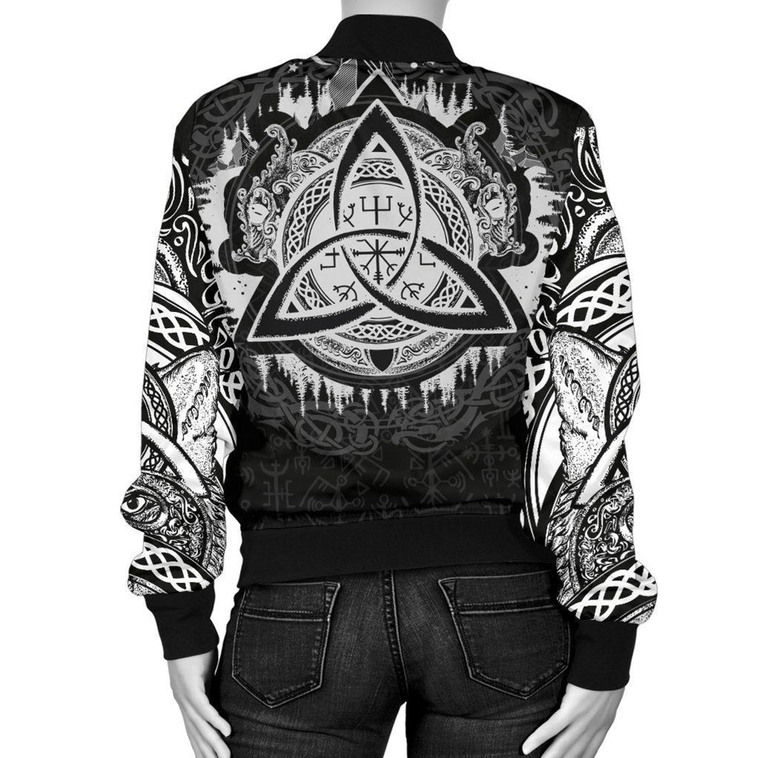 FUNSTUFFPRINT Women's Bomber Jacket - Dragon Celtic 3D Bomber Jacket