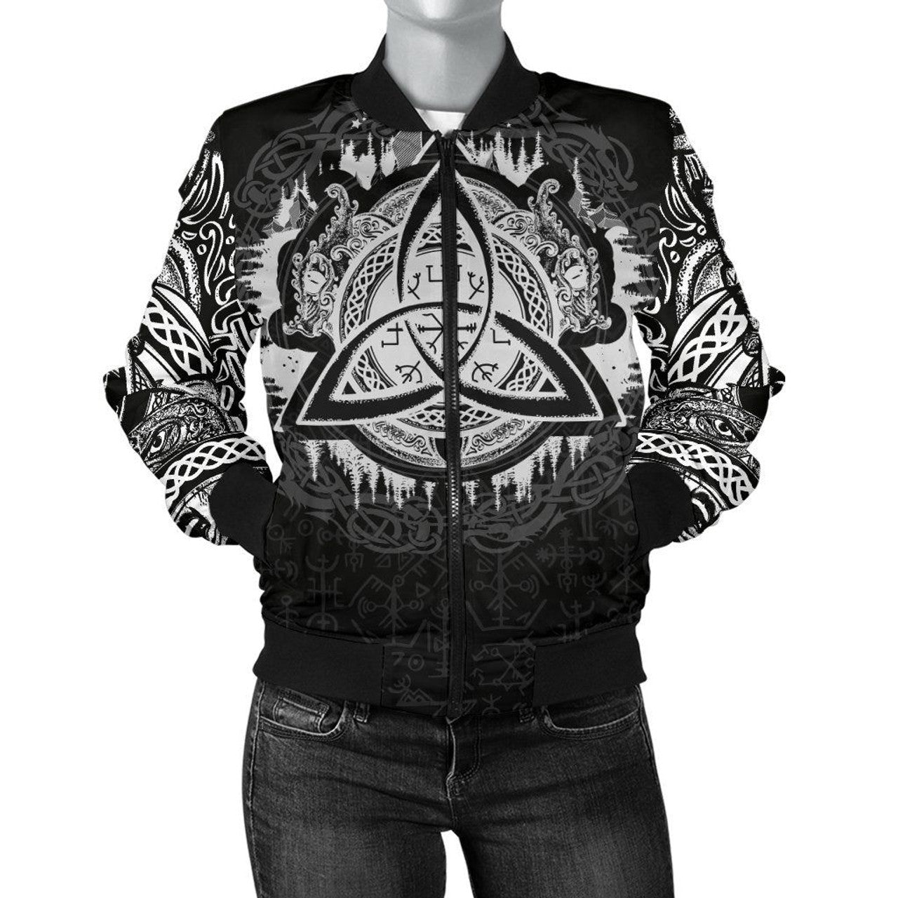 FUNSTUFFPRINT Women's Bomber Jacket - Dragon Celtic 3D Bomber Jacket