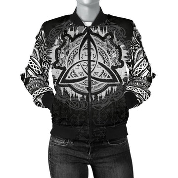 FUNSTUFFPRINT Women's Bomber Jacket - Dragon Celtic 3D Bomber Jacket