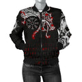 FUNSTUFFPRINT Women's Bomber Jacket , Dragon and Vegvisir Blood Tattoo 3D Bomber Jacket