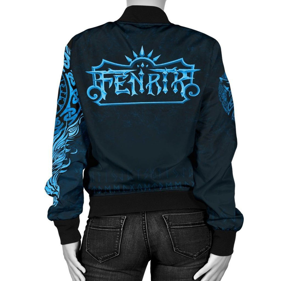 FUNSTUFFPRINT Women's Bomber Jacket , Fenrir Wolf 3D Bomber Jacket