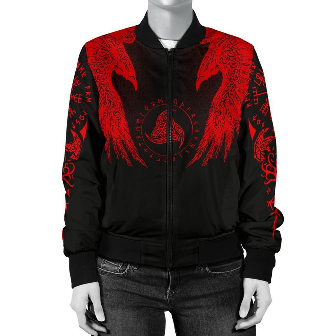 FUNSTUFFPRINT Women's Bomber Jacket Muninn 3D Bomber Jacket