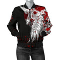 FUNSTUFFPRINT Women's Bomber Jacket - Mystical Raven Tattoo Blood 3D Bomber Jacket