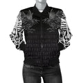 FUNSTUFFPRINT Women's Bomber Jacket - Odin Huginn and Muninn Rune 3D Bomber Jacket