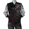 FUNSTUFFPRINT Women's Bomber Jacket - The Raven Of Odin Rune Blood 3D Bomber Jacket