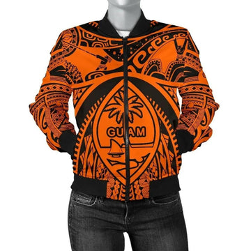 FUNSTUFFPRINT Women's Bomber Jackets - Guam Flag, Seal with Maui Moana Tattoo - 3D Bomber Jacket
