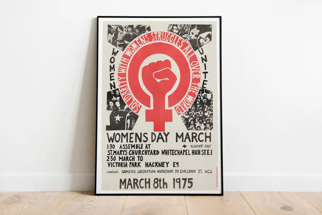 Womens Day March, Soldarity With Womens Struggles All Over The World, March 8th 1975 Poster and Canvas