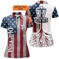 Custom Womens Disc Golf Polo Shirt Custom American Flag Patriotic Disc Golf Basket, Patriotic Disc Golf Shirt, Perfect Gift For Women