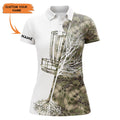 Custom Womens Disc Golf Polo Shirt Custom Name Green Camo Disc Golf Basket, Personalized Disc Golf Shirts , Perfect Gift For Women