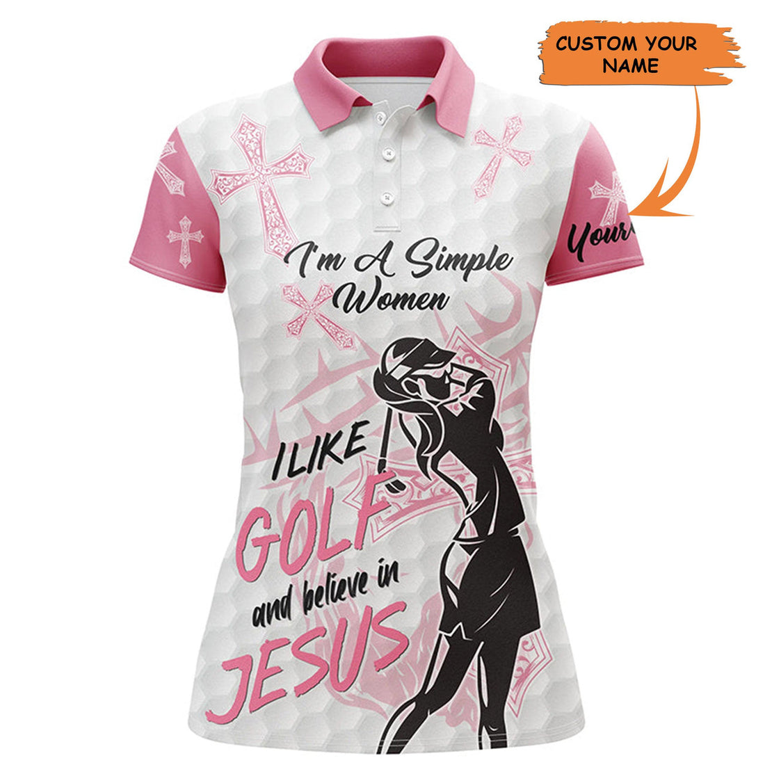 Custom Womens Golf Polo Shirt I'm A Simple Women I Like Golf And Believe In Jesus Custom Ladies Golf Tops, Best Gift For Women