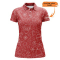 Custom Womens Golf Polo Shirt Custom Name Beautiful Red Xmas Pattern, Christmas Gifts For Golf Lovers, Perfect Gift For Women