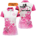 Custom Womens Golf Polo Shirts This Girl's Got Drive Custom Name Pink Pattern Golf Shirts For Women