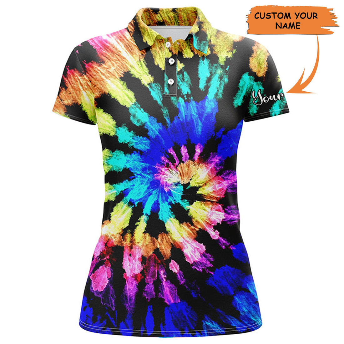 Custom Womens Golf Polo Shirts With Tie Dye Pattern Custom Name Pattern Golf Shirt For Women, Golf Tops, Perfect Gift For Women