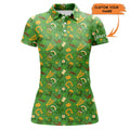 Custom Womens Polos Shirts Saint Patrick's Day Green Pattern Golf Shirts Custom Team Golf Polo For Women, Perfect Gift For Women