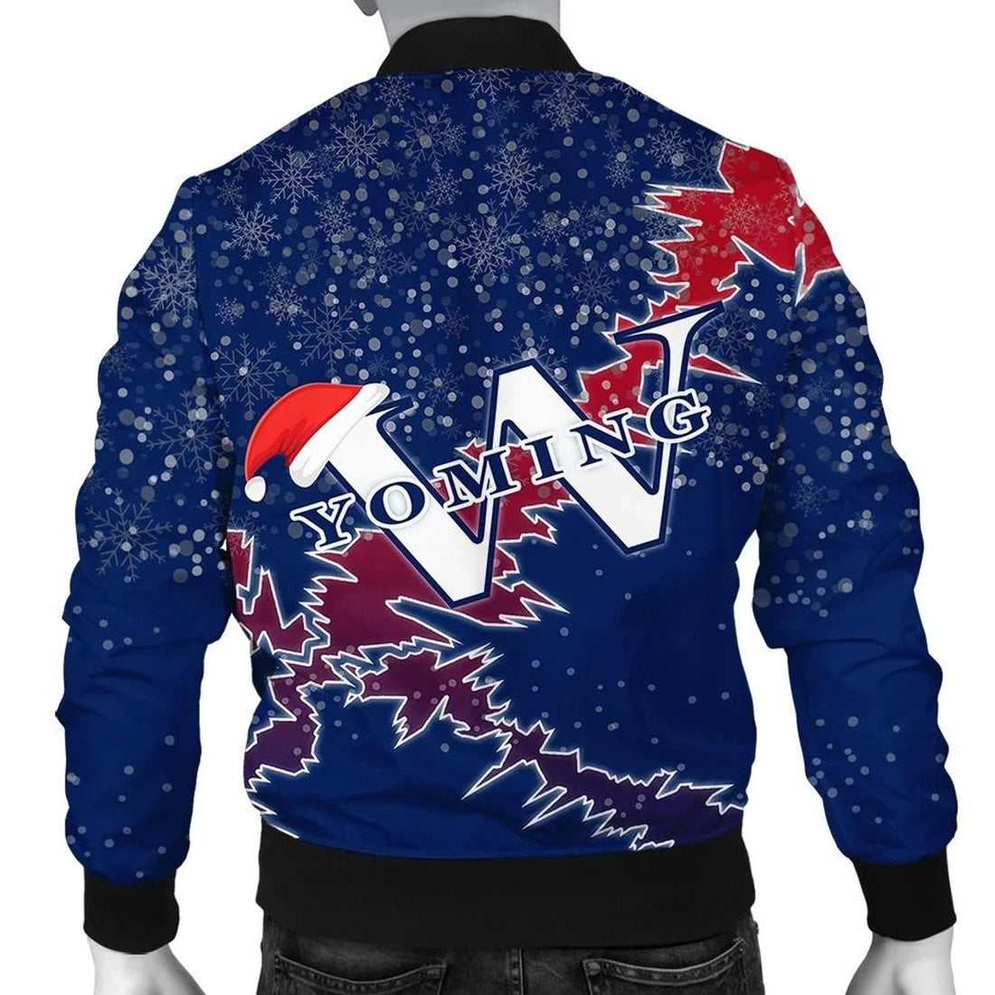 FUNSTUFFPRINT Wyoming Christmas Coat Of Arms Men Bomber Jacket Style 3D Bomber Jacket