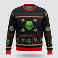 FUNSTUFFPRINT Xmas Alien With A UFO Ugly Sweater - Christmas Gifts For Frends Ugly Sweater