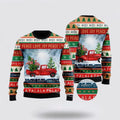 FUNSTUFFPRINT Xmas Flamingos Ride Red Truck Ugly Sweater - Christmas Gifts For Frends Ugly Sweater