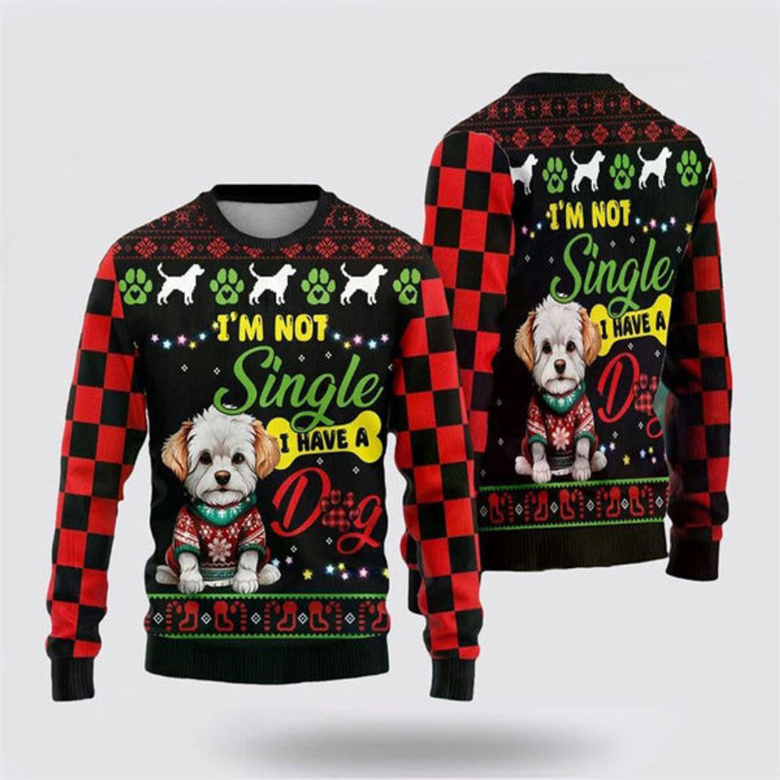 FUNSTUFFPRINT Xmas Maltese Dog Ugly Christmas Sweater For Men And Women, Gift For Christmas, Best Winter Christmas Outfit Ugly Sweater