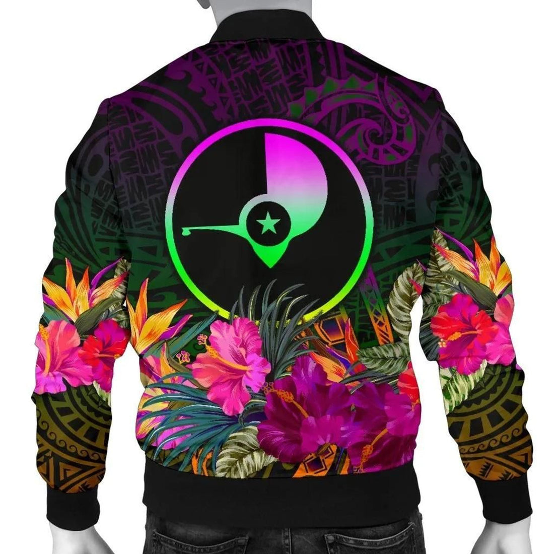 FUNSTUFFPRINT YAP Men's Bomber Jacket - Summer Hibiscus - 3D Bomber Jacket