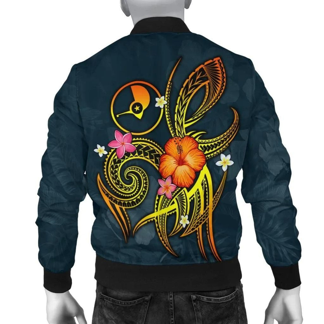 FUNSTUFFPRINT YAP Polynesian Men's Bomber Jacket - Legend of YAP (Blue) - 3D Bomber Jacket