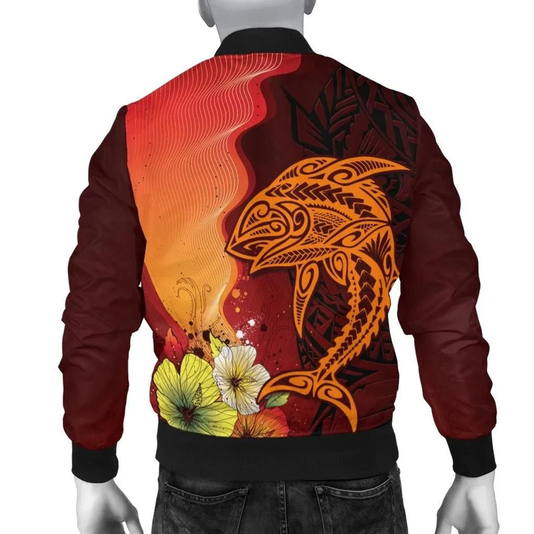 FUNSTUFFPRINT Yap Custom Personalised Men's Bomber Jacket - Tribal Tuna Fish - 3D Bomber Jacket