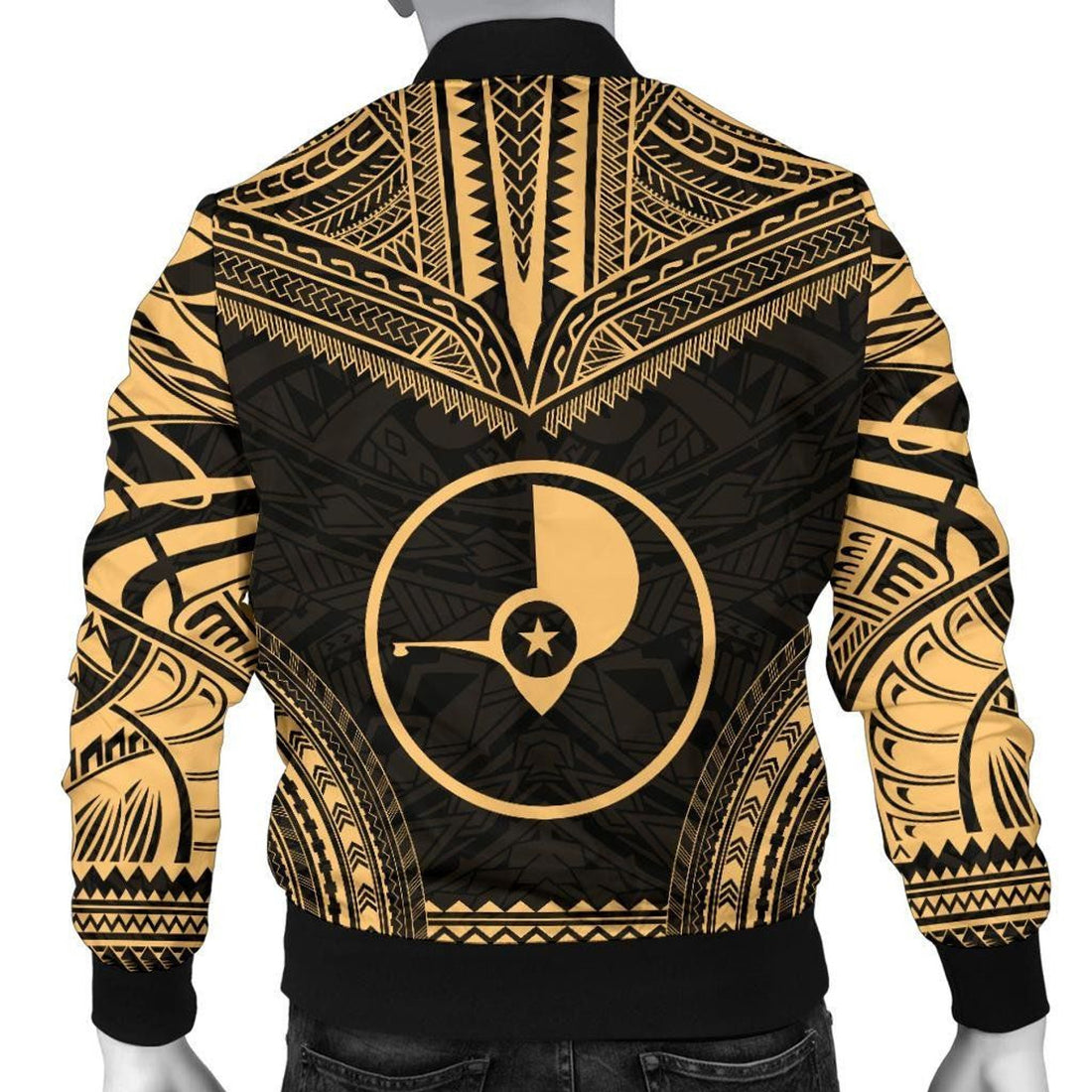 FUNSTUFFPRINT Yap Polynesian Chief Men's Bomber Jacket - Gold Version - 3D Bomber Jacket