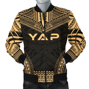 FUNSTUFFPRINT Yap Polynesian Chief Men's Bomber Jacket - Gold Version - 3D Bomber Jacket