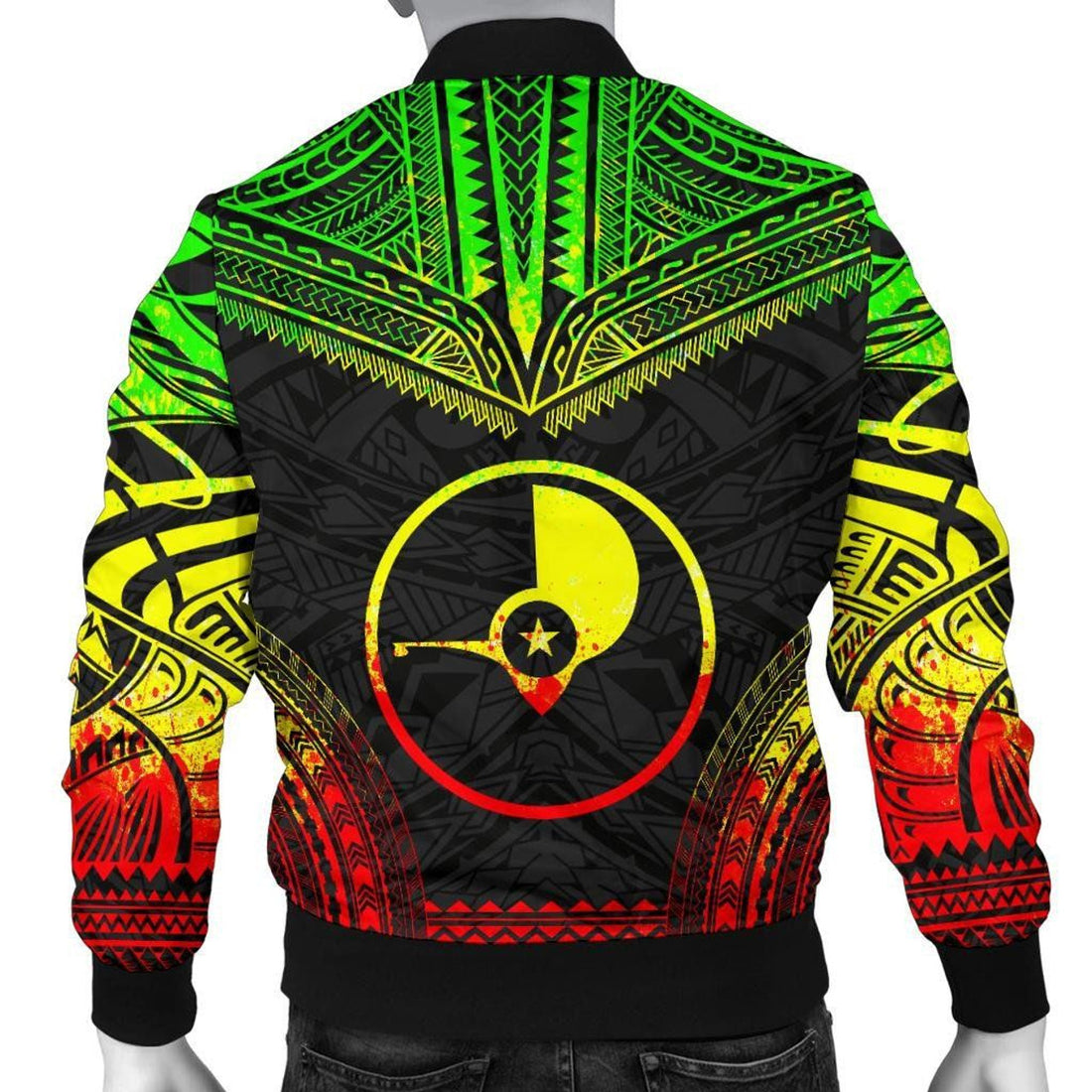 FUNSTUFFPRINT Yap Polynesian Chief Men's Bomber Jacket - Reggae Version - 3D Bomber Jacket