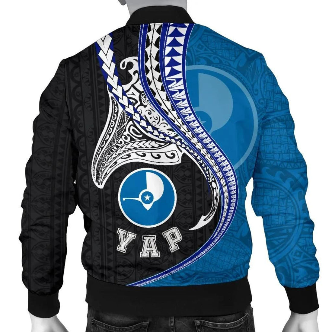 FUNSTUFFPRINT Yap Polynesian Men's Bomber Jacket Manta Polynesian 3D Bomber Jacket