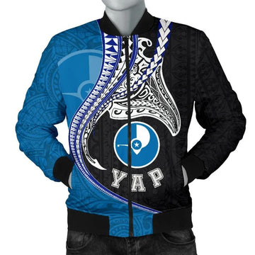 FUNSTUFFPRINT Yap Polynesian Men's Bomber Jacket Manta Polynesian 3D Bomber Jacket