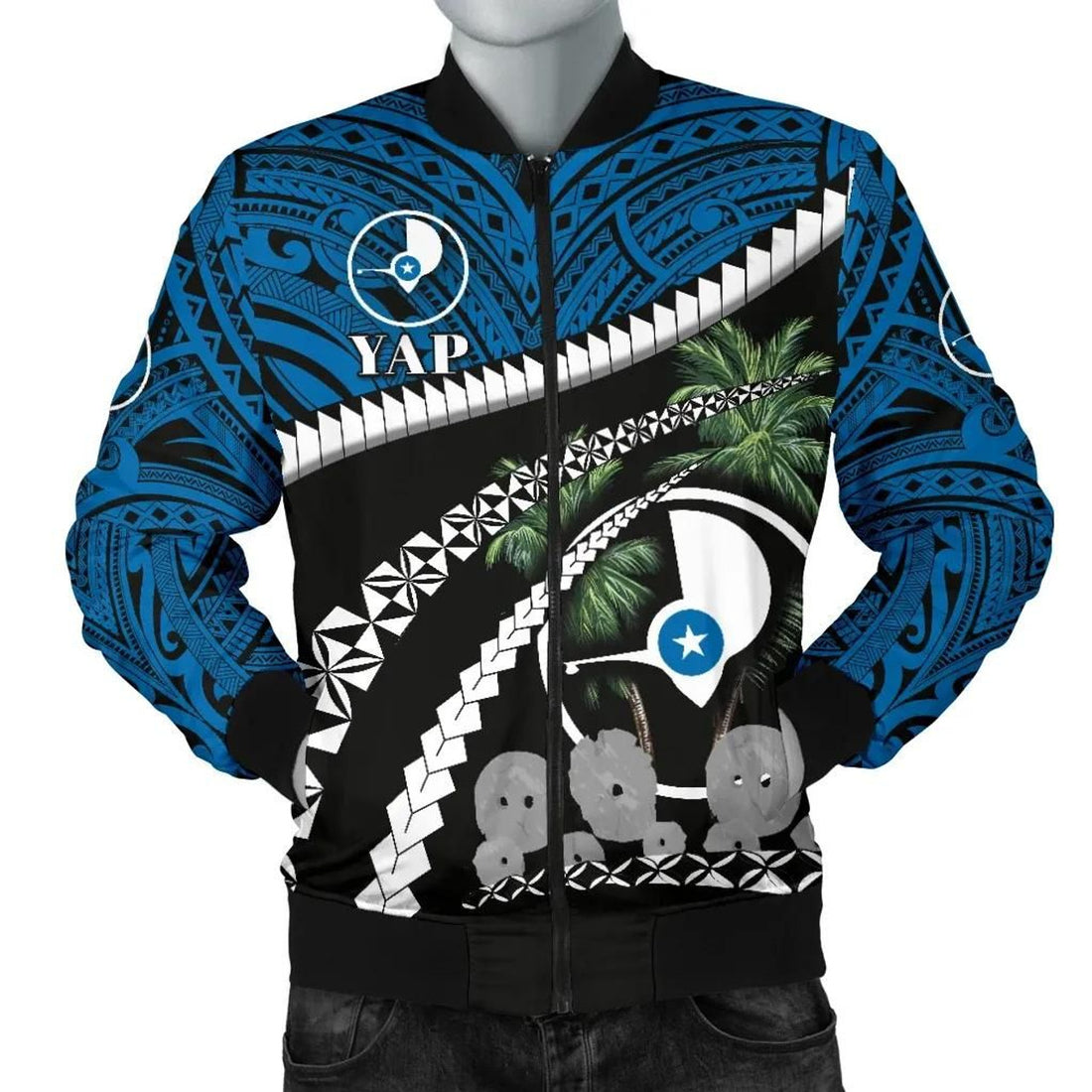 FUNSTUFFPRINT Yap Stone Money Men Bomber Jacket - Road to Hometown 3D Bomber Jacket