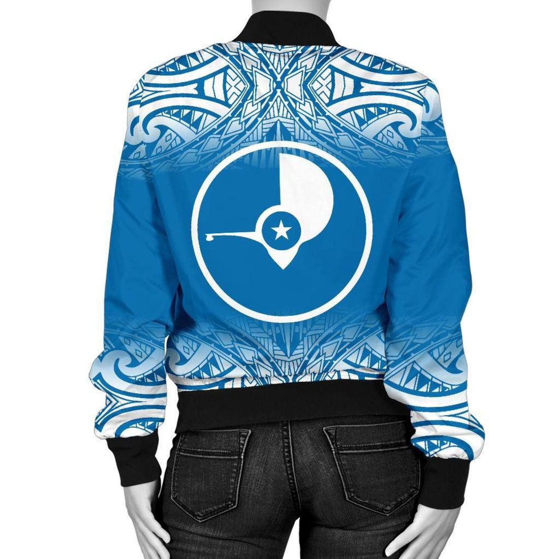 FUNSTUFFPRINT Yap Women's Bomber Jacket - Fog Blue Style - 3D Bomber Jacket