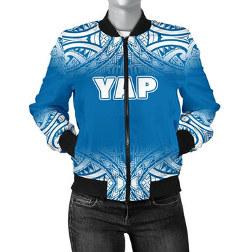 FUNSTUFFPRINT Yap Women's Bomber Jacket - Fog Blue Style - 3D Bomber Jacket