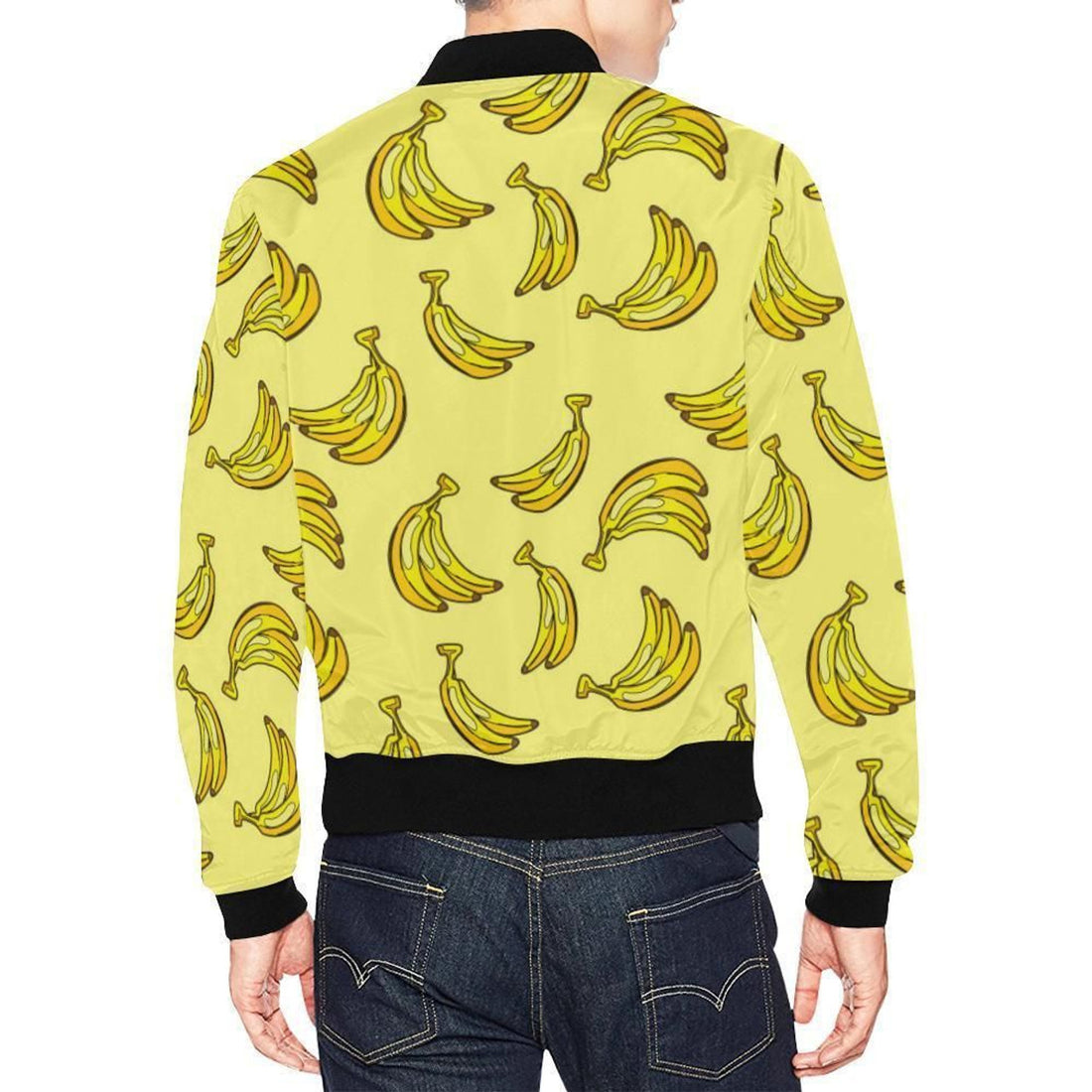 FUNSTUFFPRINT Yellow Banana Pattern Print Mens 3D Bomber Jacket