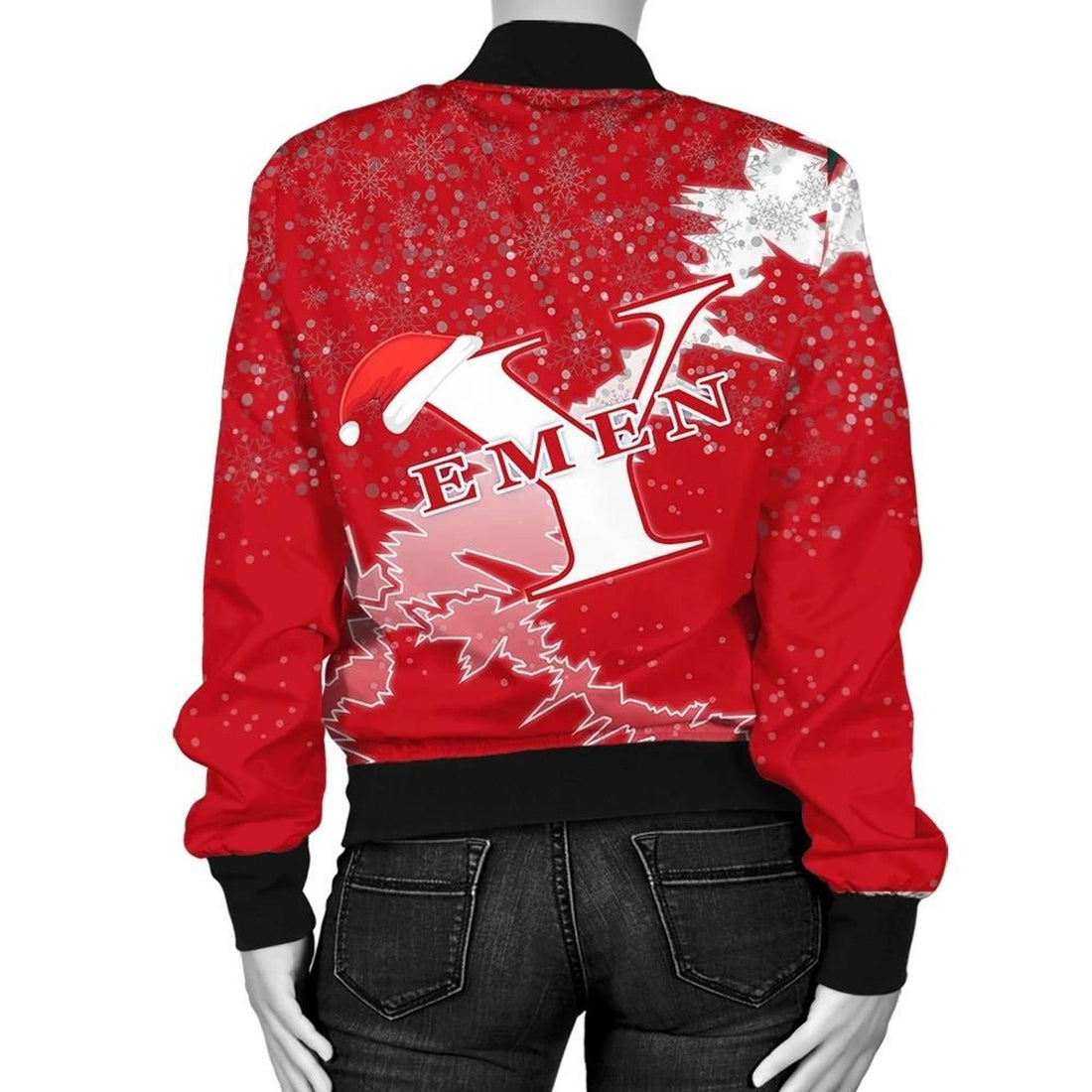 FUNSTUFFPRINT Yemen Christmas Coat Of Arms Women Bomber Jacket Style 3D Bomber Jacket