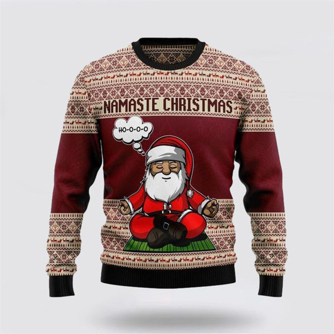FUNSTUFFPRINT Yoga Santa Clause Ugly Christmas Sweater For Men And Women, Best Gift For Christmas, The Beautiful Winter Christmas Outfit Ugly Sweater