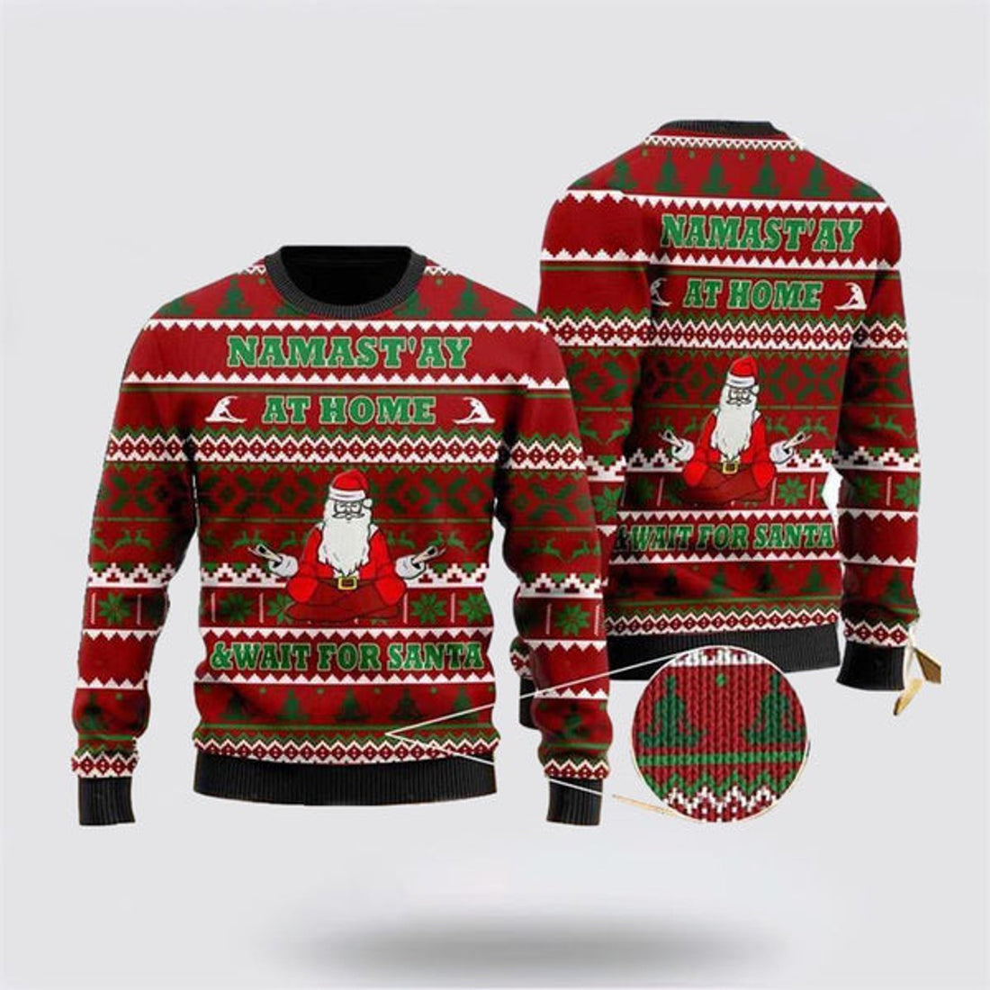 FUNSTUFFPRINT Yoga With Santa Claus Ugly Christmas Sweater For Men And Women, Best Gift For Christmas, The Beautiful Winter Christmas Outfit Ugly Sweater